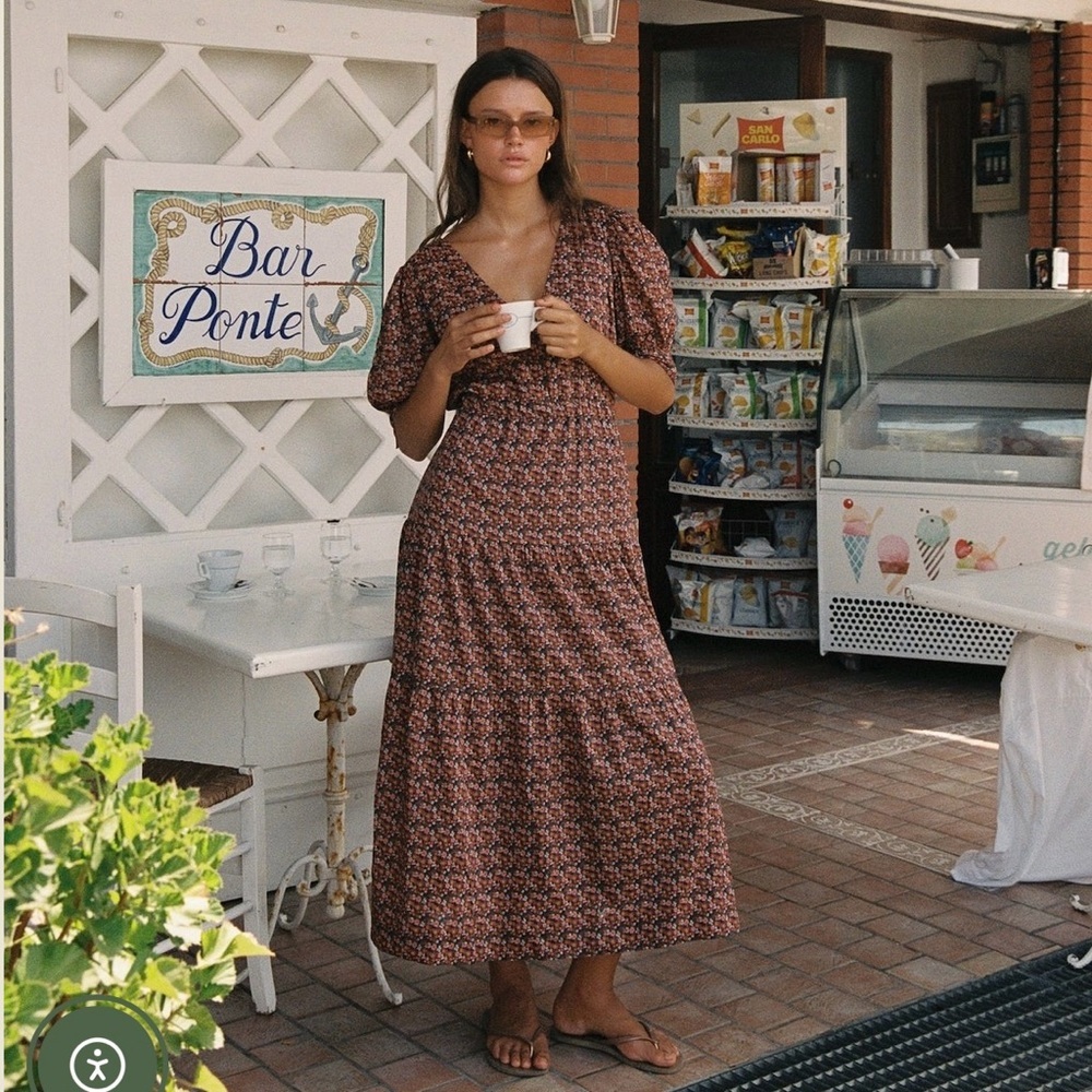 BNWT Trovata birds of paradise ARDEN DRESS CARDINAL DITSY size L floral CL - Picture 4 of 11